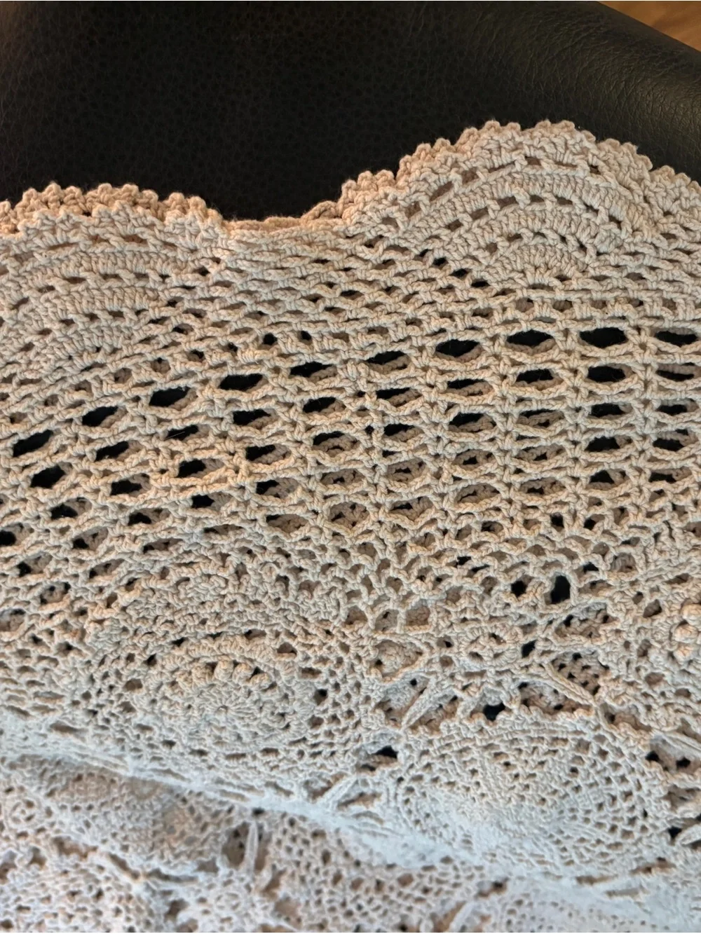 Handmade Crochet Lace Tablecloth - Beige